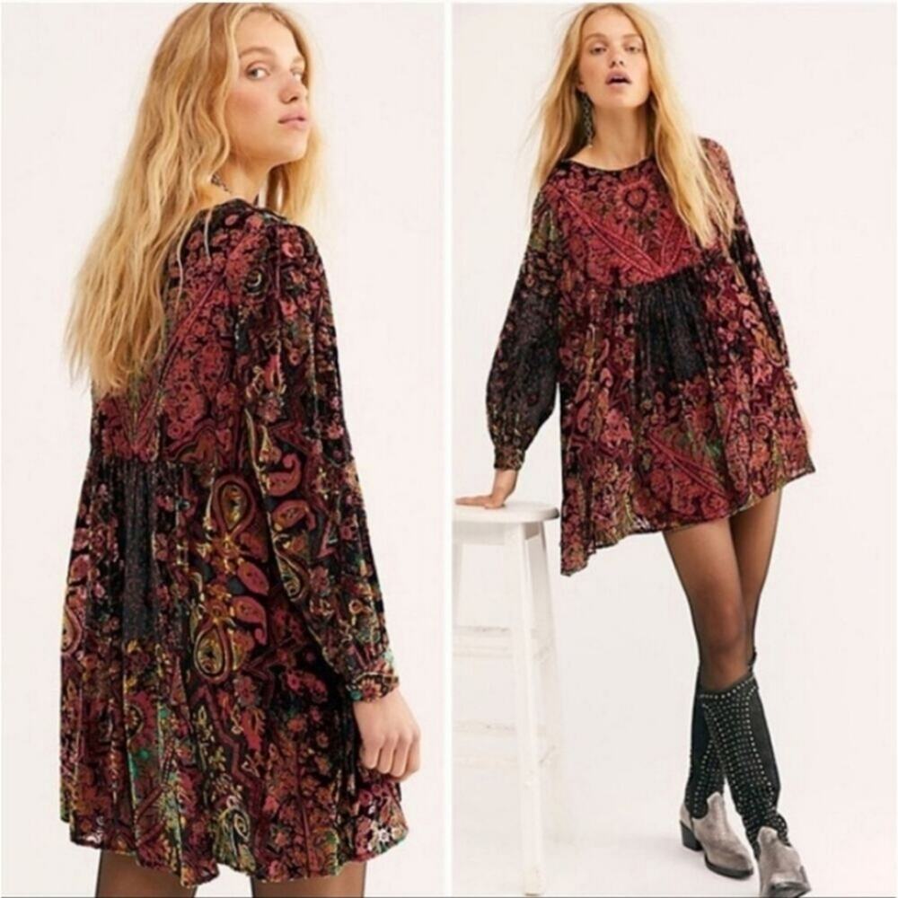 Free People Mirror Mirror Multicolor Paisley Long Sleeve Dress